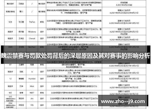 魏震禁赛与罚款处罚背后的深层原因及其对赛事的影响分析